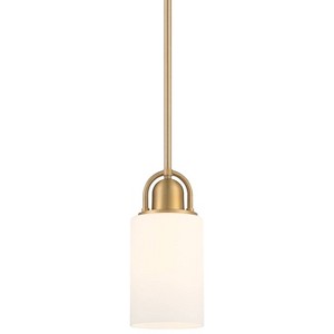 Possini Euro Design Copenhagan Warm Brass Mini Pendant Light 4 3/4" Wide Modern Opal White Glass Fixture for Dining Room Kitchen - 1 of 4