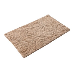 Knightsbridge Beautiful Circle Design Premium Quality Year Round Cotton With Non-Skid Back Bath Rug, Natural - 1 of 4