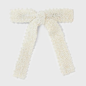 Pearl Bow on Metal Barrette Hair Clip - Ivory - 1 of 2