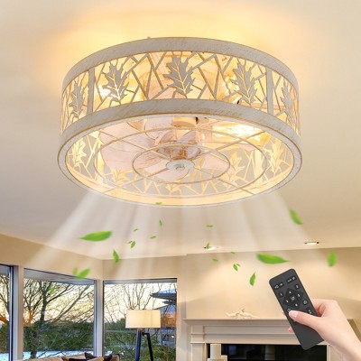 Airsurfer 16.5" Low Profile Ceiling Fan with Light & Remote, 7 ABS Blades, White & Brushed Gold Finish