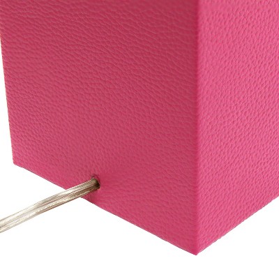 21" Hot Pink Leather Rectangular Nightstand Lamp with White Shade