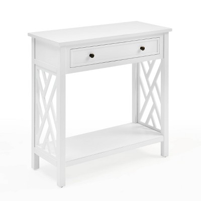 36" White Pine Wood Coffee Table Set with Tray and Console