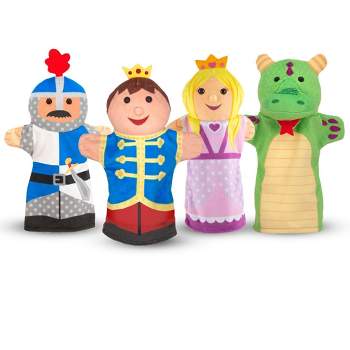 Melissa & Doug Palace Pals Hand Puppets (Set of 4) - Prince, Princess, Knight, and Dragon