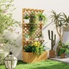 Outsunny Wooden Raised Garden Bed, Planter with Trellis, Hanging Roof, Plant Shelf, Drainage Holes and Bed Liner, Natural - 2 of 4