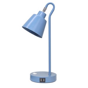 Simple Designs Sleek Essentials Metal Looped Desk Lamp with USB Blue - 1 of 4