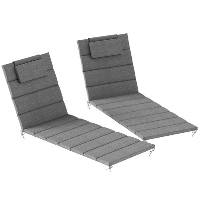 Outsunny Foldable Lounge Chair Cushion Set of 2, UPF50+ 230gsm Olefin and 25D High-Density Foam, Chaise Lounge Cushion Set, 80" x 26"