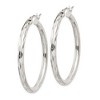 Black Bow Jewelry 3mm, Satin Polished D/C Sterling Silver Hoops - 40mm (1 1/2 Inch) - 2 of 4