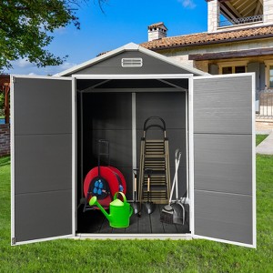 GDFStudio Richard Plastic and Aluminum Alloy Outdoor Storage Shed with Window - 1 of 4