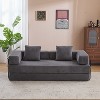 TiramisuBest Convertible Floor Couch Sofa Bed with Armrests & Pillow Back, Chenille Futon Sleeper, Foldable Lounge Sofa for Living Room, Light Blue - 2 of 4