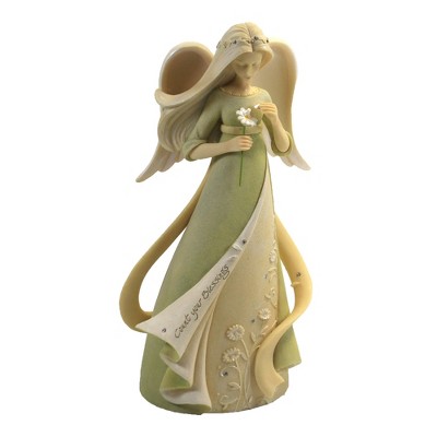 Foundations 7.5" Count Your Blessings Angel Daisy Flower Figurine  -  Decorative Figurines