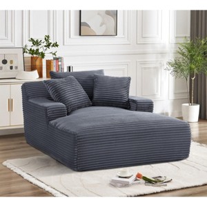 Cloudline Oversized Chaise Lounge Chair in Soft Corduroy, Modern Comfy Couch,Sleeper Sofabed for Living Room, Bedroom, No Assembly Required, Grey - 1 of 1