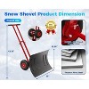 Snow Shovel Pusher for Driveway,Heavy Duty 2-Wheel Snow Shovel with Double Rod,29" Angled Blade Efficient Metal Snow Removal,Snow Plow for Sidewalk - 3 of 4