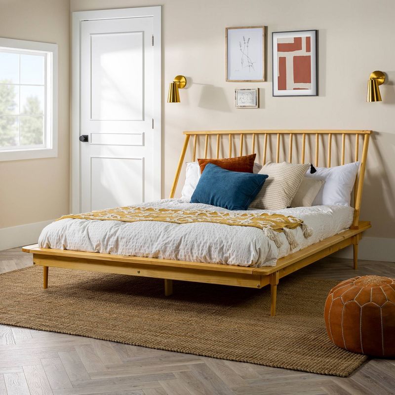 Boho Solid Wood Spindle Platform Bed - Saracina Home, 3 of 20