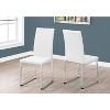 Monarch Specialties Dining Chair Set Of 2 Side Upholstered Kitchen Dining Room Pu Leather Look Metal White Chrome Contemporary Modern - 2 of 4
