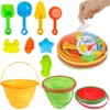 Kids Beach Toys Set | Foldable Soft PP Sand Bucket w/Shovel Rake & Molds | Outdoor Sandbox & Fishing Toys for Toddlers Boys Girls - 2 of 4