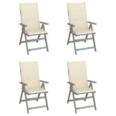 vidaXL Patio Reclining Chairs 4 pcs with Cushions Solid Acacia Wood