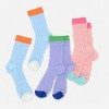Anna-Kaci Women's Textured Knit Crew Socks with Color Block Cuffs and Toe Accents - 2 of 4