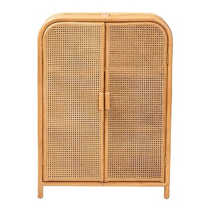 bali & pari Curacao Rattan 2 Door Storage Cabinet Light honey: Plywood Frame, Fixed Shelves, No Assembly Required - 1 of 4