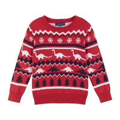 Andy & Evan  Toddler  Boys Red Dino Holiday Sweater