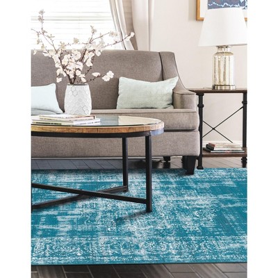 Serenity Blue 5' x 7' Easy-Care Synthetic Rectangular Rug