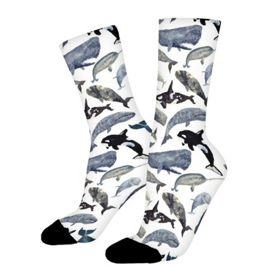 Narwhal Fish Women Printed Crew Socks Funny Funky Socks Soft Polyester Novelty Gifts for Artists Men
