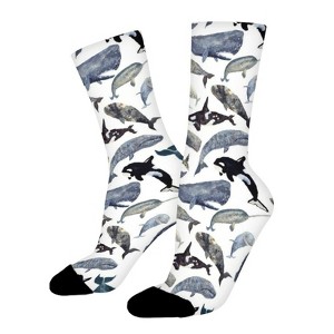 Narwhal Fish Women Printed Crew Socks Funny Funky Socks Soft Polyester Novelty Gifts for Artists Men - 1 of 1