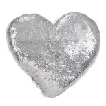 Poly Filled Heart Sequin Throw Pillow Silver - Saro Lifestyle