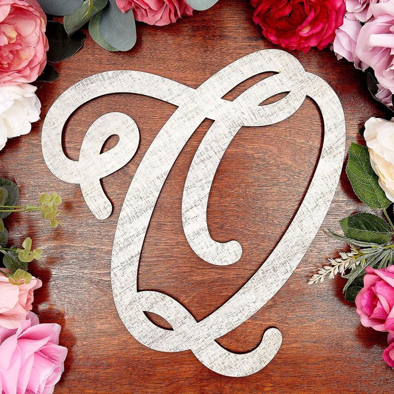 Unfinished Wooden Monogram Alphabet Decorative Letters, Rustic Wall Hanging Craft Home Decor, 13", 2 of 4