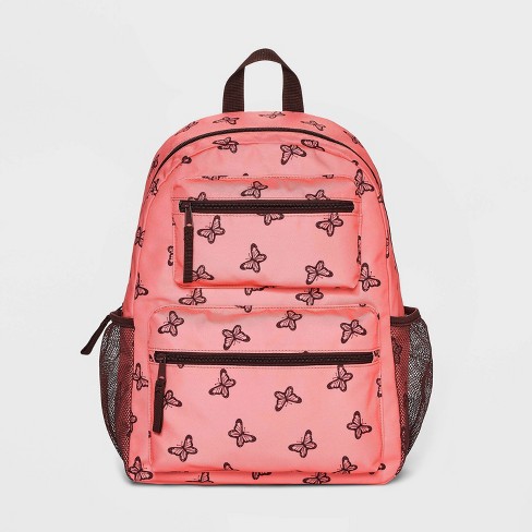 Pink shop red backpack