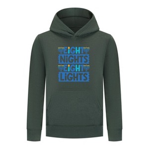 Everyday Kids Hanukkah Collection “Eight Nights Eight Lights” Pullover Hoodie – Holiday Sweatshirt - 1 of 4