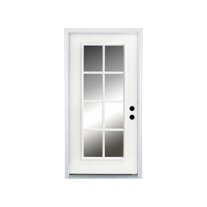 36 in. x 80 in. 8 Lite Full Lite Clear Glass Left Hand Inswing Fiberglass Entrance Door White Primed Fiberglass Knock Down Front Door - 1 of 4