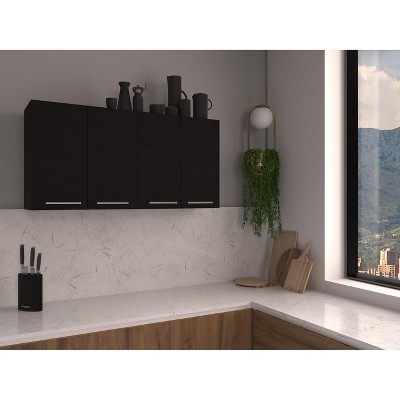 White Engineered Wood Four-Door Wall Cabinet with Shelves