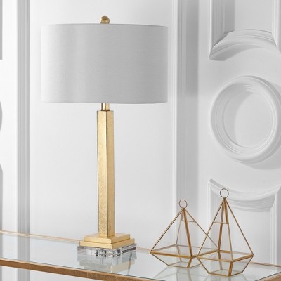 Deco Glamour Gold and White Crystal Desk Lamp Set