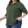 Agnes Orinda Women's Plus Size Lapel Long Sleeve Textured Soft Casual Button Down Shirts with Pockets - 2 of 4
