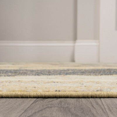 Gold and Gray Abstract Flat Woven Reversible Rug, 3 x 5