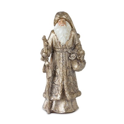Gold and White Resin Santa Figurine Set
