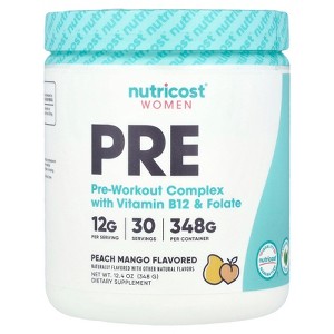 Nutricost Women, Pre-Workout Complex With Vitamin B12 & Folate, Peach Mango, 12.4 oz (348 g) - 1 of 2
