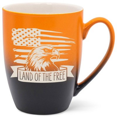 100 North United States of America 10 Ounce Orange and Black Two Toned Ombre, Comfortably Fits Your Hands, Ceramic Tea Coffee Cup Mug, Land Of The