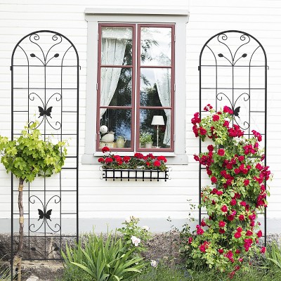 YONWAY 2 Pack Metal Garden Trellis, 86.7x19.7 in, Fence Rustproof Garden Trellis, for Climbing Plants Support Roses Flower Outdoor Lawn