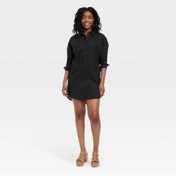 Women's Long Sleeve Tunic Mini Sweater Dress - Universal Thread™ Black Xs :  Target