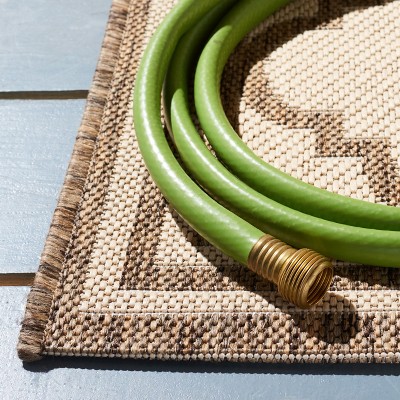 Cream and Beige Geometric Pattern Synthetic Runner Rug, 2'-2" x 6'