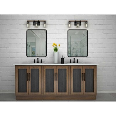 Barnes Mill Antique Bronze 3-Light Bath Vanity with Clear Seeded Glass