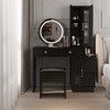 KTMBDW Modern Makeup Vanity Table Set with Side Cabinet and LED Mirror, Retractable Dressing Table with Power Outlets, 3 Light Colors for bedroom - 3 of 4