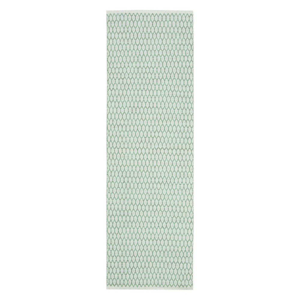  Runner Geometric Woven Light Green/Ivory