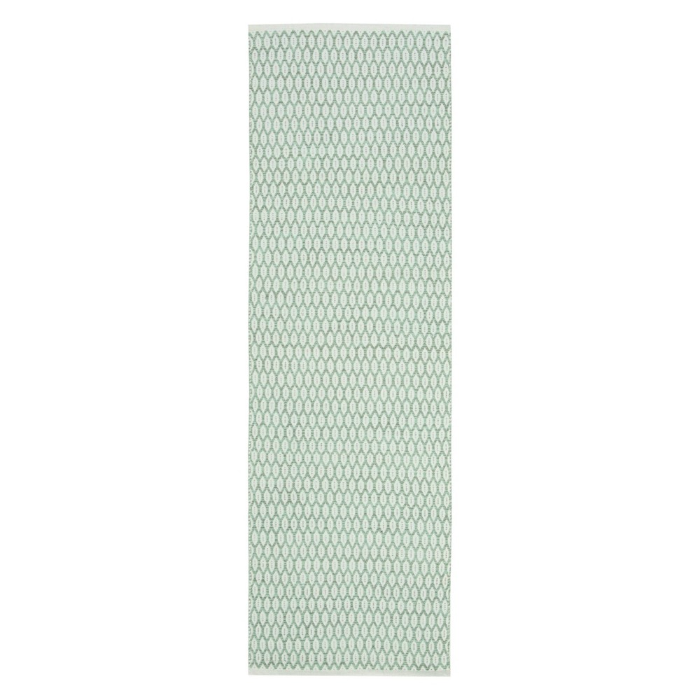 2'3inx7' Runner Geometric Woven Light Green/Ivory - Safavieh