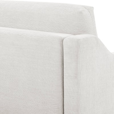 Cream Fabric Queen Sleeper Sofa with Natural Wood Legs