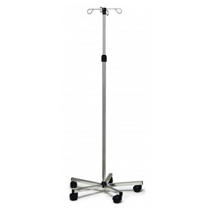 Graham Field Stainless Steel 4 Hook Deluxe IV Pole & Stand with Wheels, 4 Hooks, 2 Inch Nylon Casters for Accessibility and Range of Motion, Silver - 1 of 3