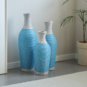 JANSNO Hand-Woven PVC Rattan Decorative Floor Vase Set of 3 - 28.35"/24.41"/20.47" Tall - 1 of 4