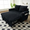 MAYEERTY Sleeper Sofa Couch Pull Out Bed Modern Corduroy Convertible Sofa Bed Loveseat Sofa with Pillows Side Pockets for Living Room Black - 2 of 4