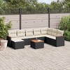 vidaXL 8 Piece Patio Sofa Set with Cushions Black Poly Rattan - Black and Cream With Table - 2 of 4